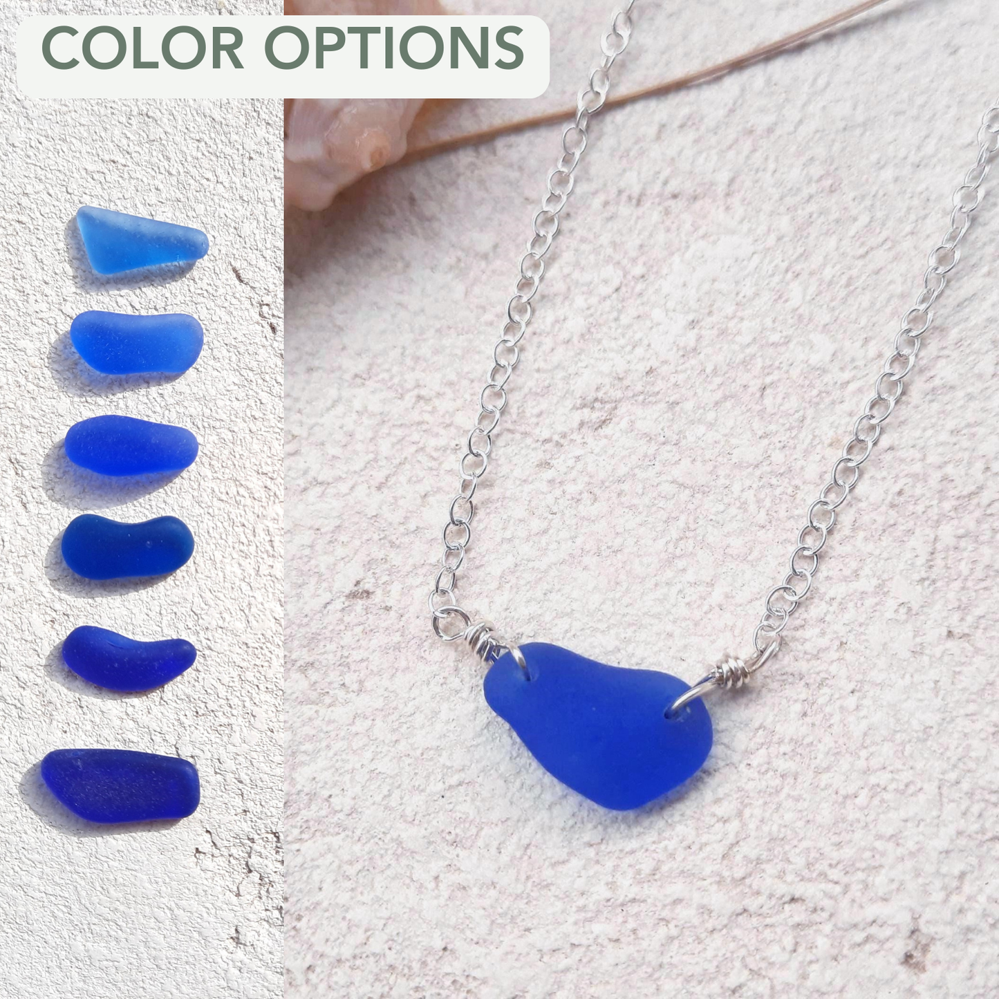 Cobalt Blue Minimalist Sea Glass Necklace