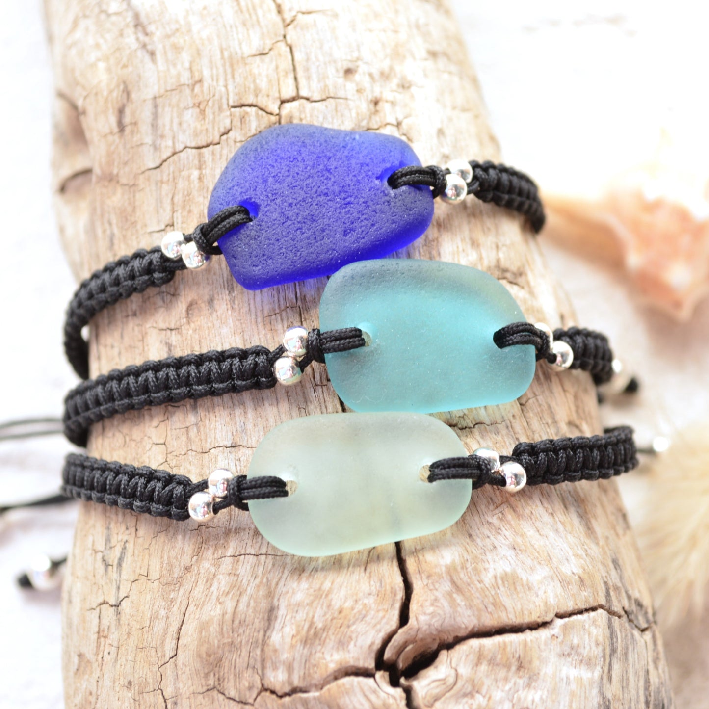Sea Glass Macrame Bracelet