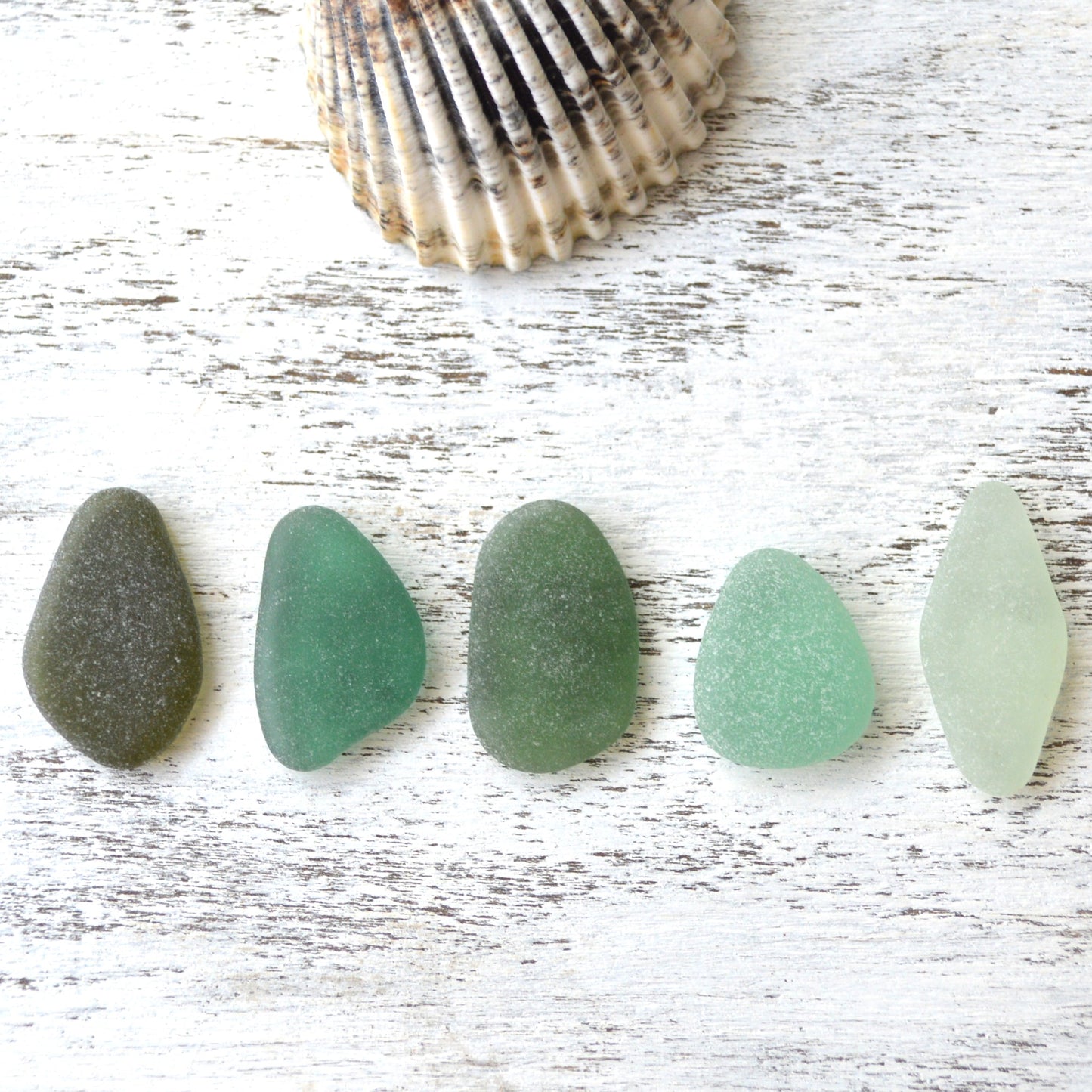Green Sea Glass Pendant Set -5 pieces