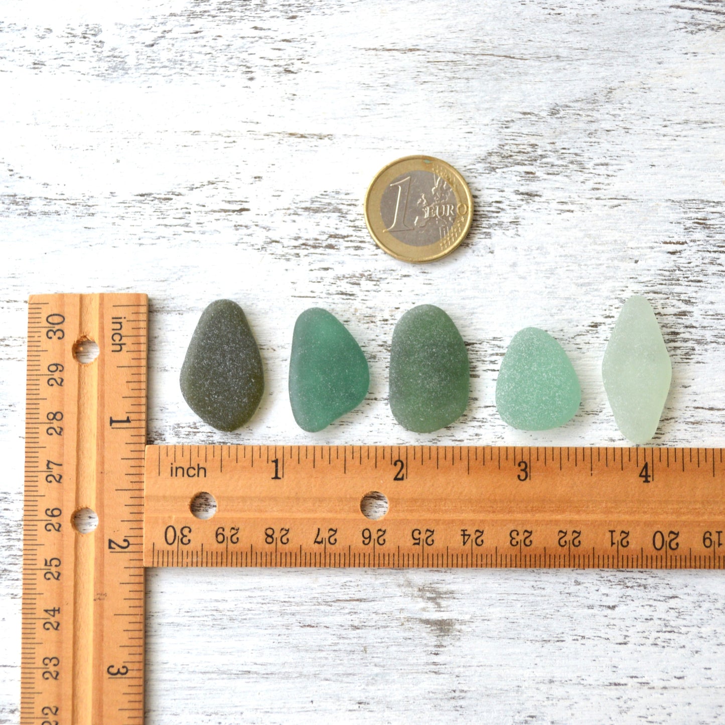 Green Sea Glass Pendant Set -5 pieces