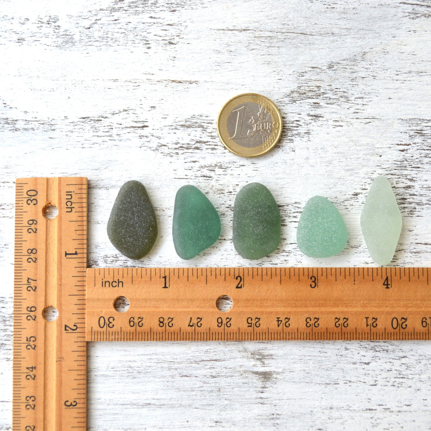 Green Sea Glass Pendant Set -5 pieces