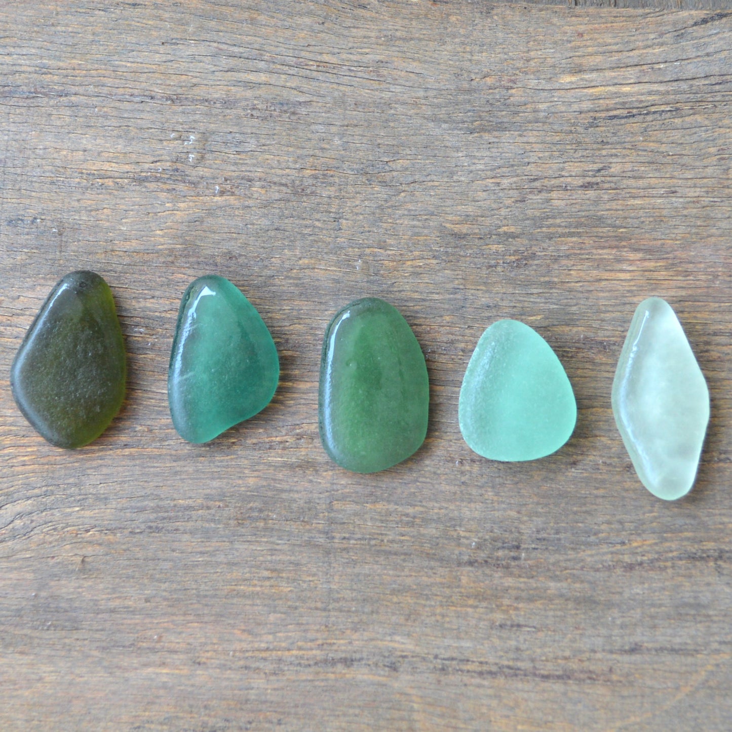 Green Sea Glass Pendant Set -5 pieces