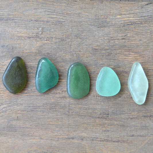 Green Sea Glass Pendant Set -5 pieces