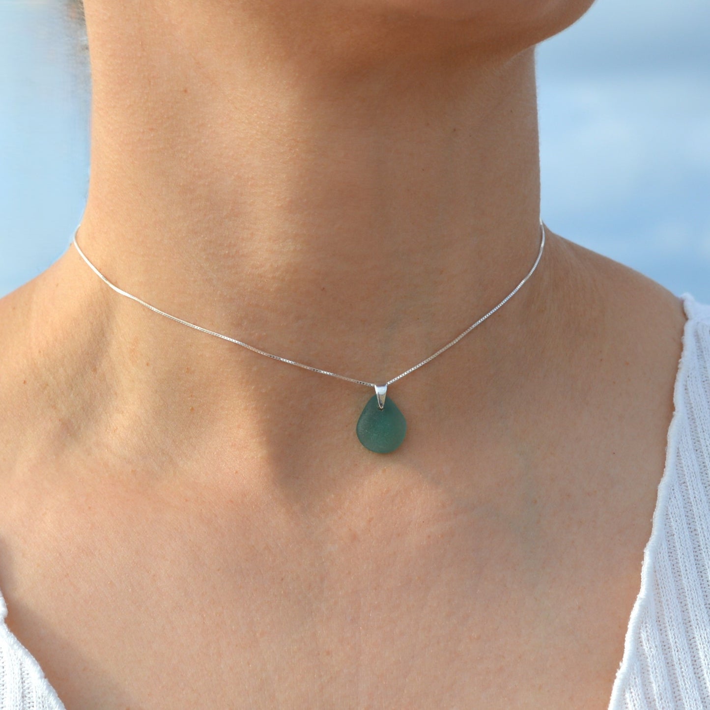 Gargantilla de Cristal de Mar Verde Azulado