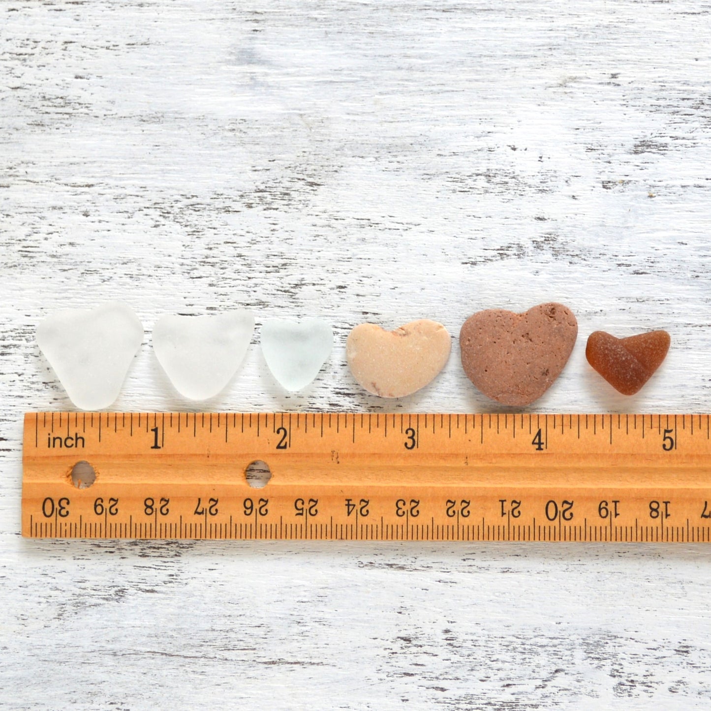 Heart Shaped Sea Glass & Pebbles - 6 pieces