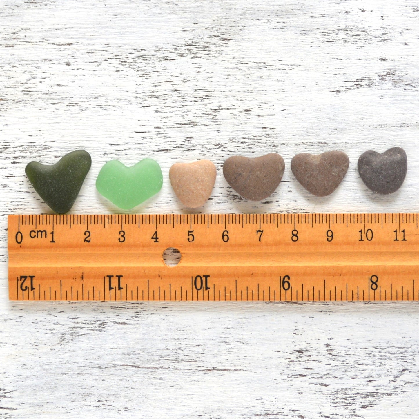 Heart Shaped Sea Glass & Pebbles - 6 pieces