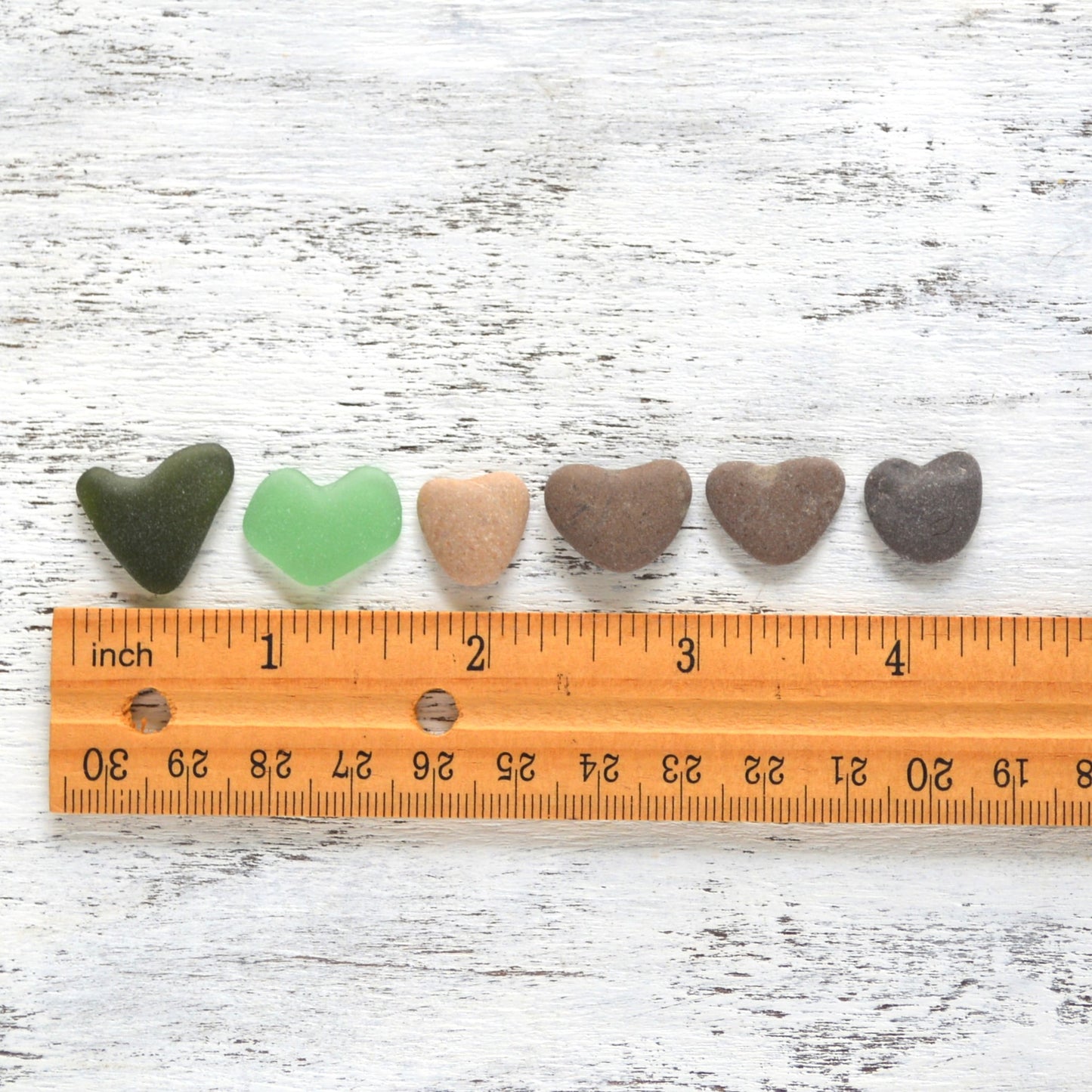 Heart Shaped Sea Glass & Pebbles - 6 pieces