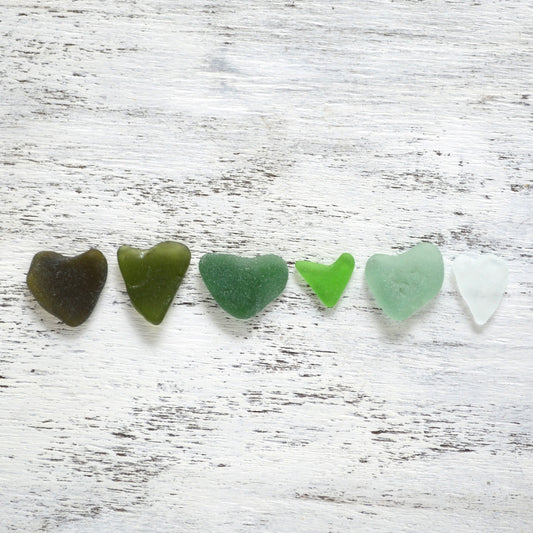 Heart Shaped Sea Glass - 6 pieces