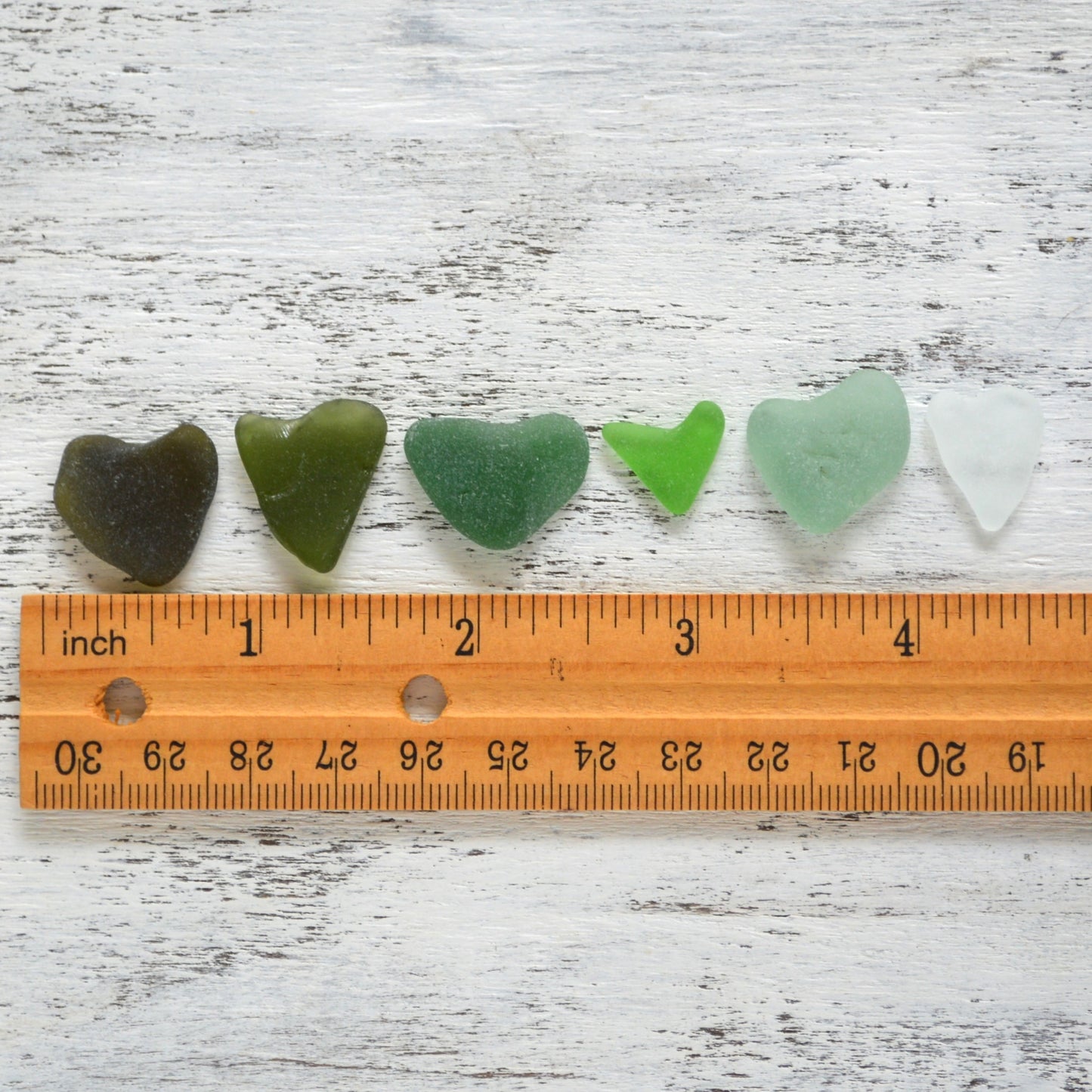 Heart Shaped Sea Glass - 6 pieces