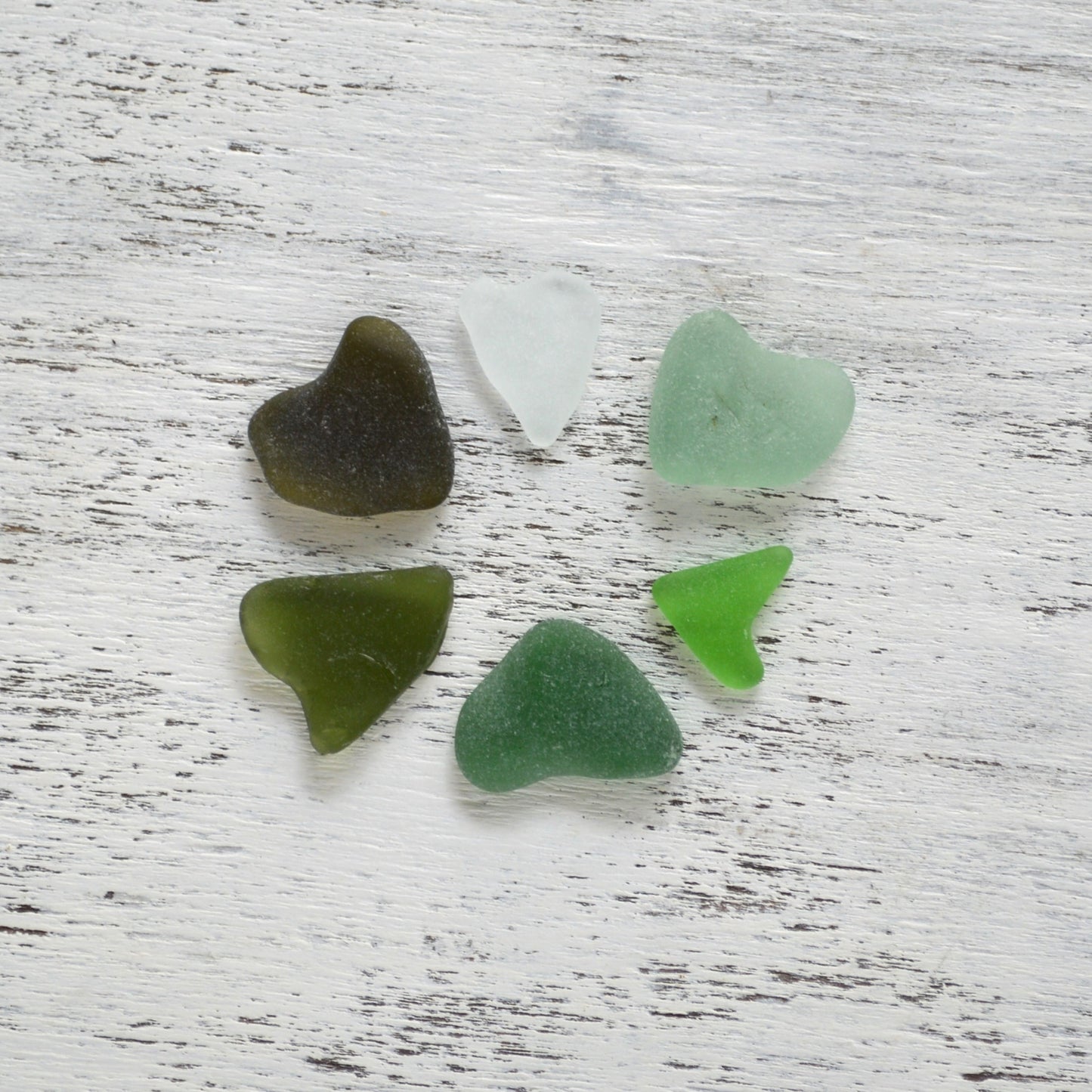 Heart Shaped Sea Glass - 6 pieces