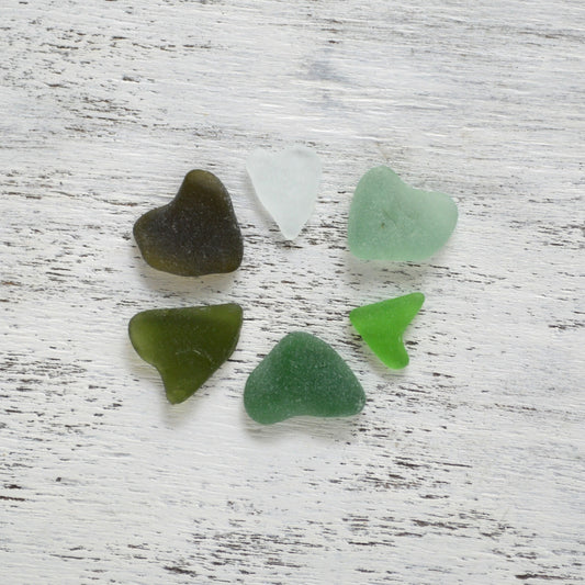 Heart Shaped Sea Glass - 6 pieces