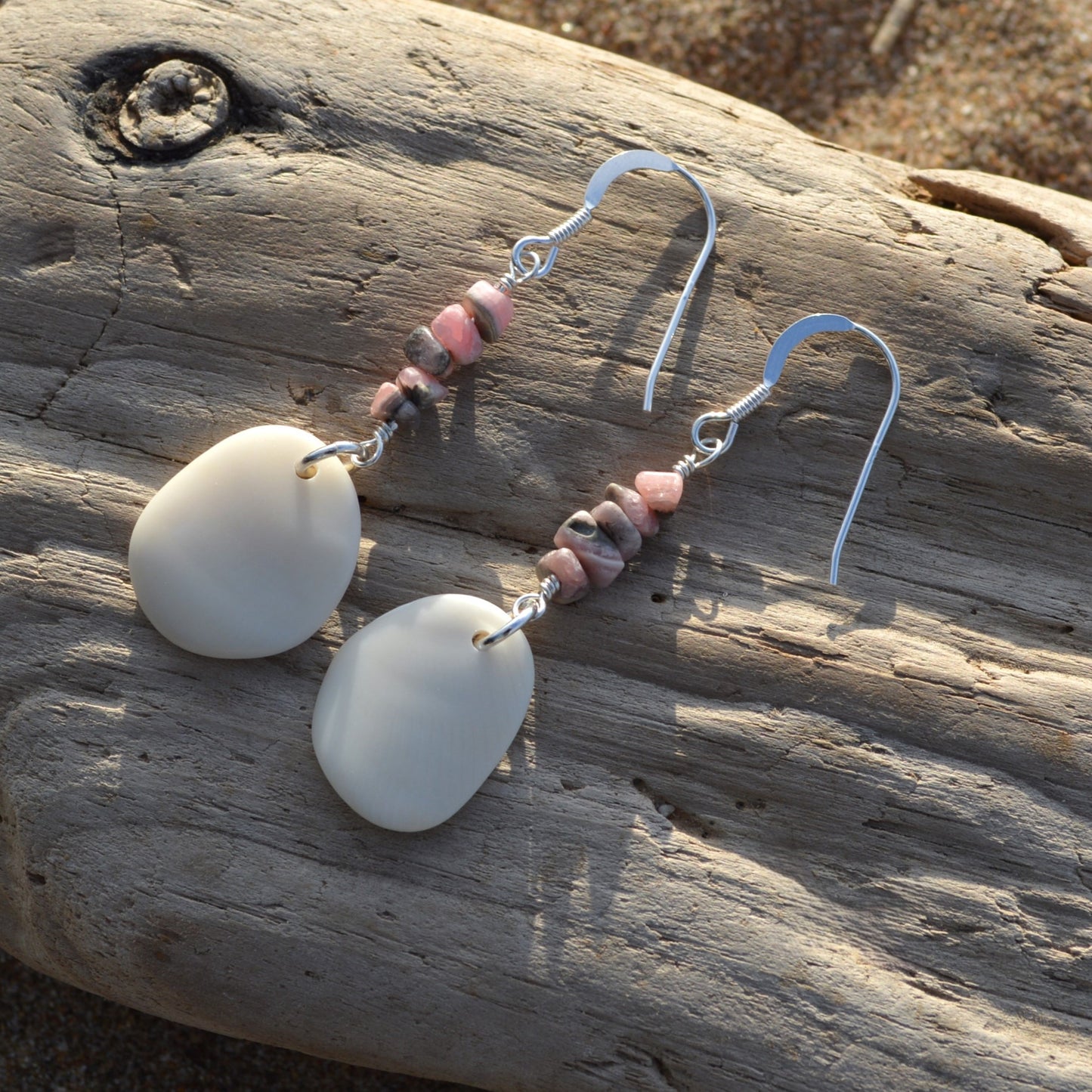 Sea Shell & Rhodonite Statement Earrings