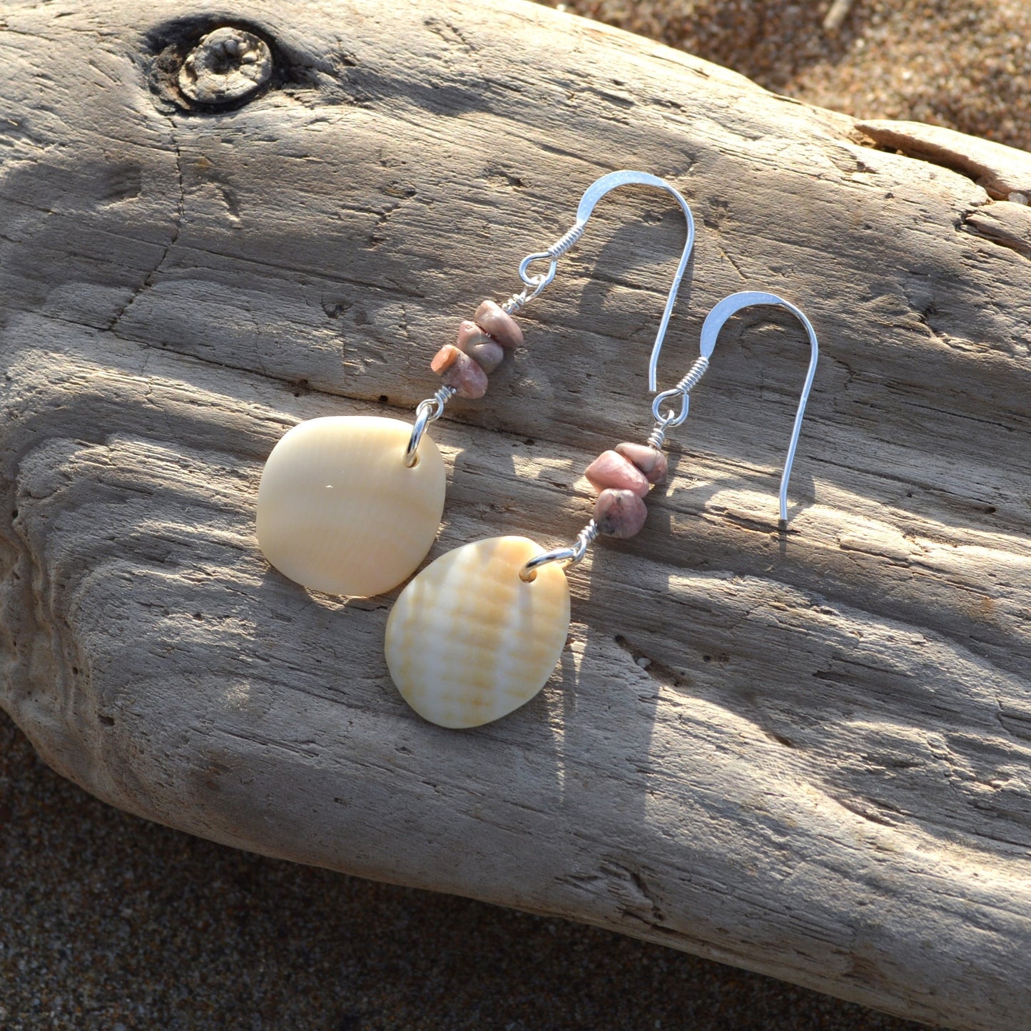 Sea Shell & Rhodonite Statement Earrings