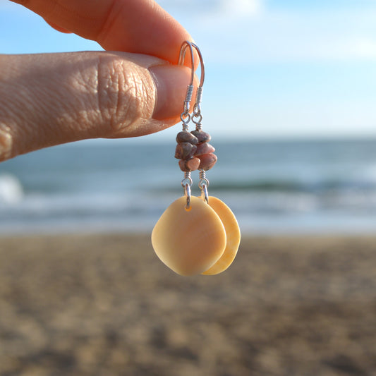 Sea Shell & Rhodonite Statement Earrings