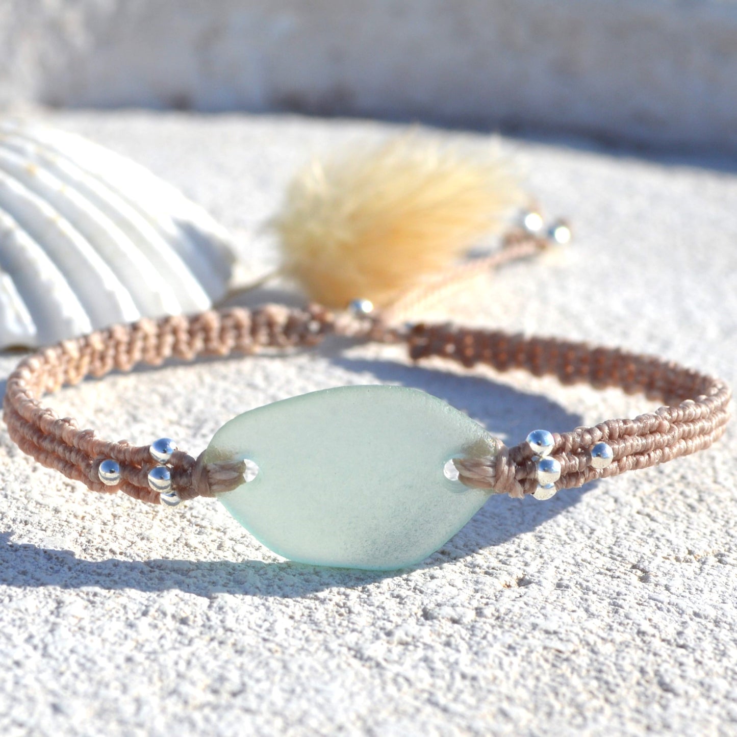 Sea Glass Boho Bracelet - Seafoam Green