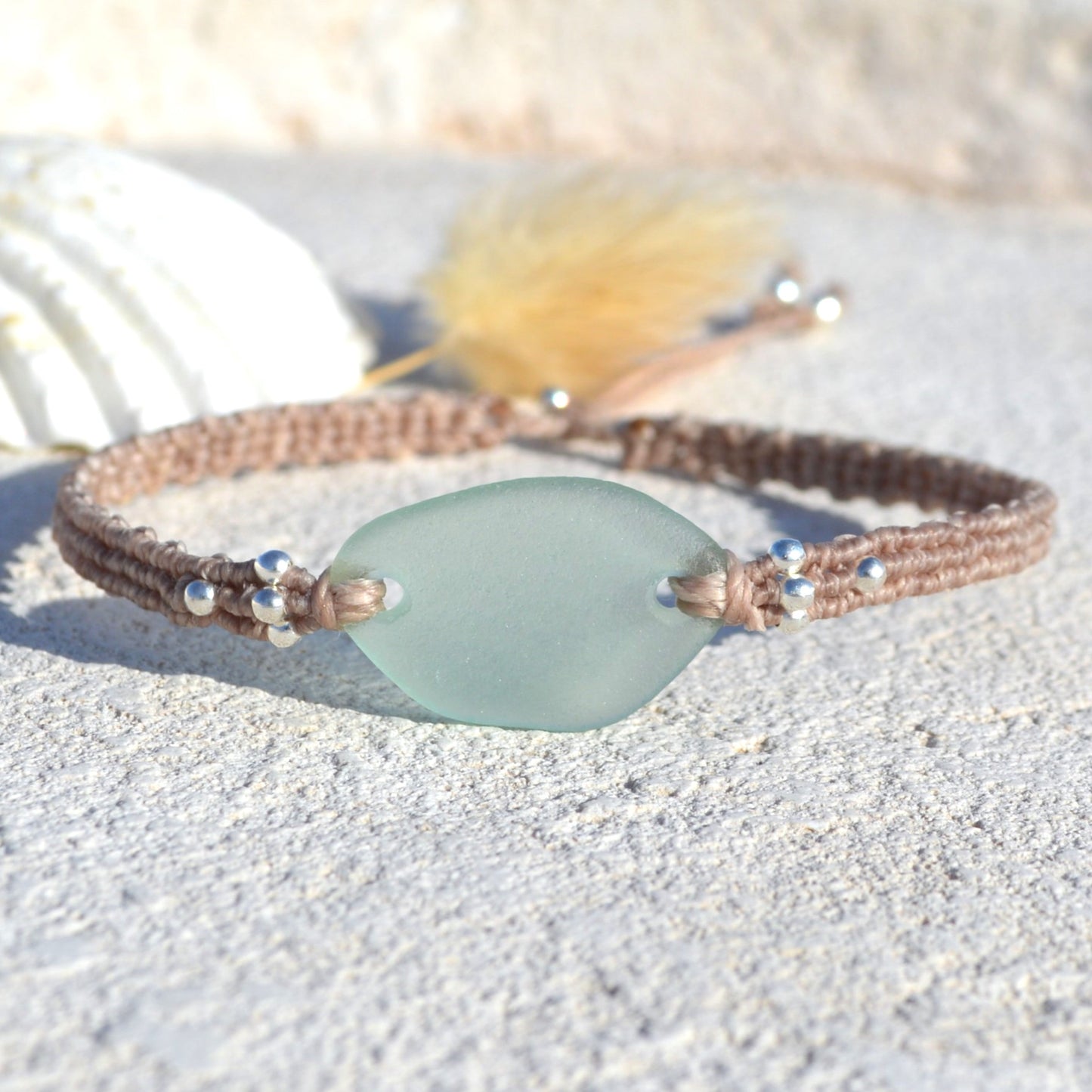 Sea Glass Boho Bracelet - Seafoam Green
