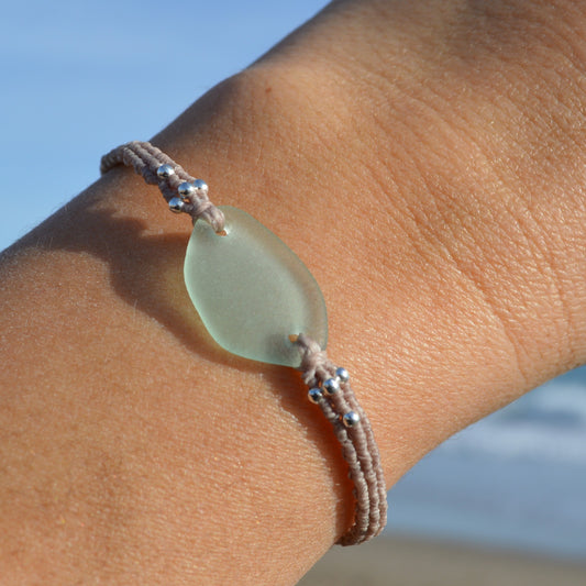 Pulsera bohemia de cristal de mar - Verde espuma de mar