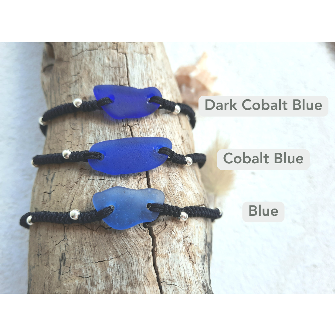 Blue Sea Glass Macrame Bracelet