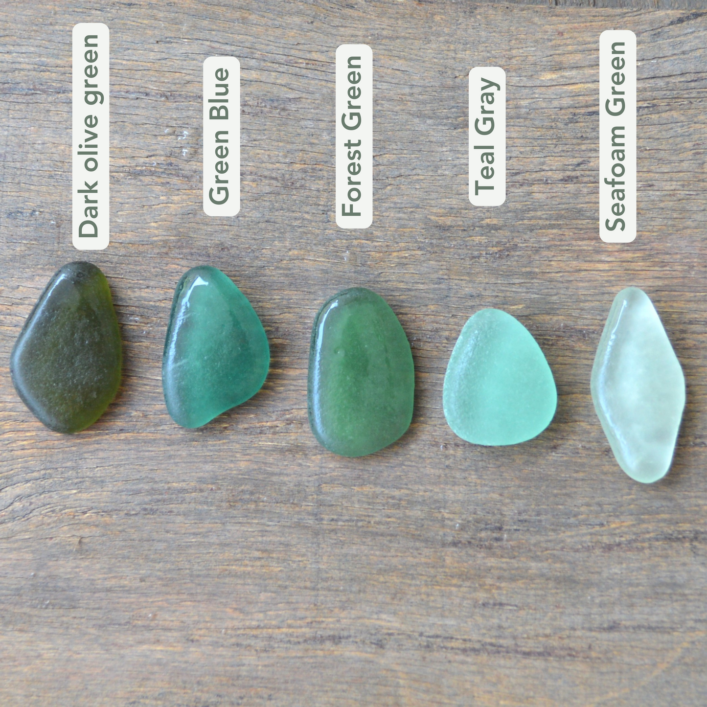 Green Sea Glass Pendant Set -5 pieces