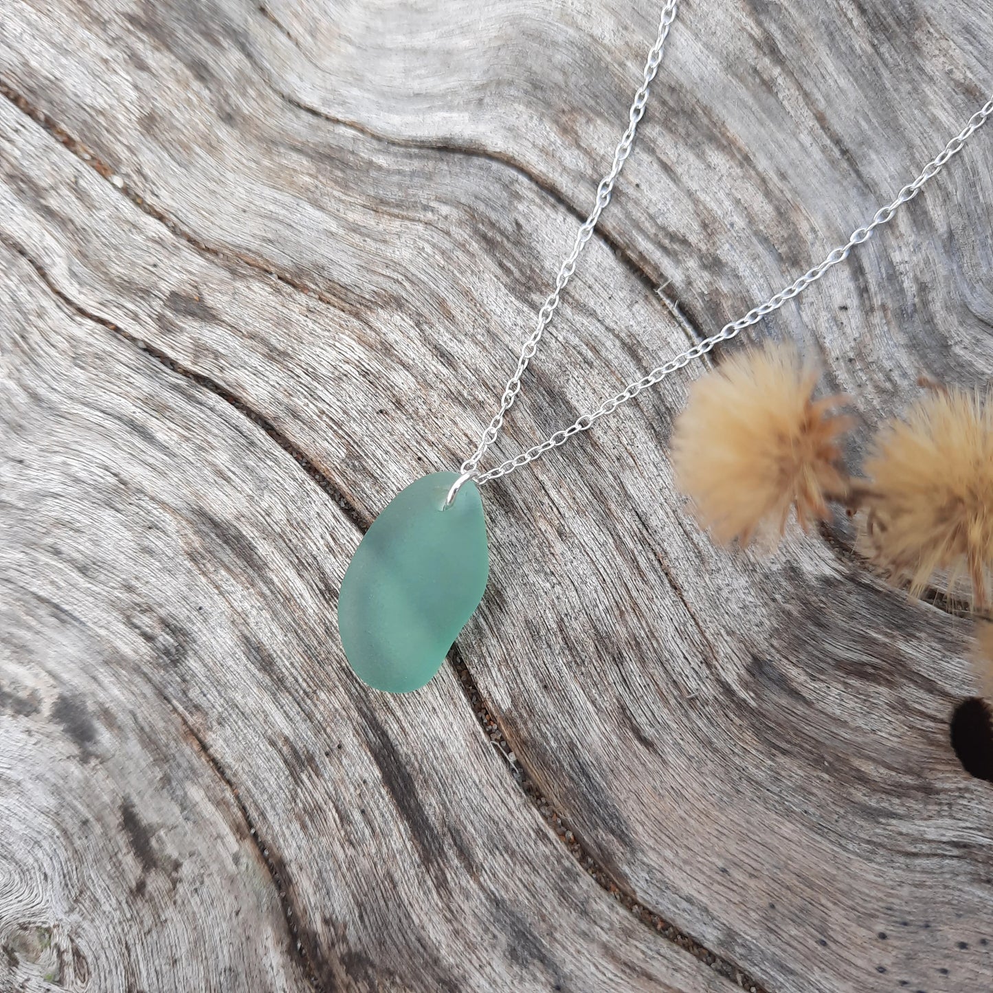 Sea Green Sea Glass Pendant Necklace