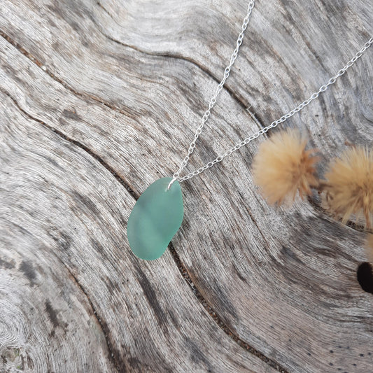 Sea Green Sea Glass Pendant Necklace