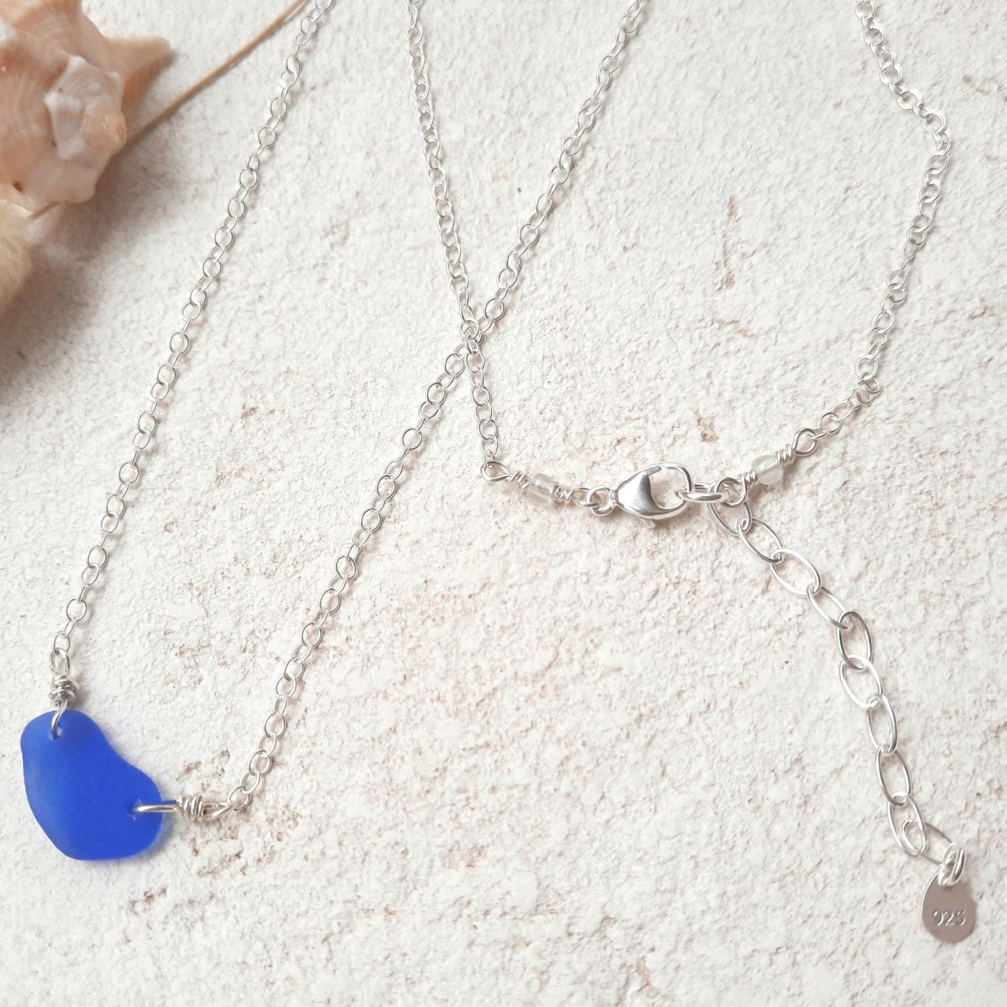 Cobalt Blue Minimalist Sea Glass Necklace