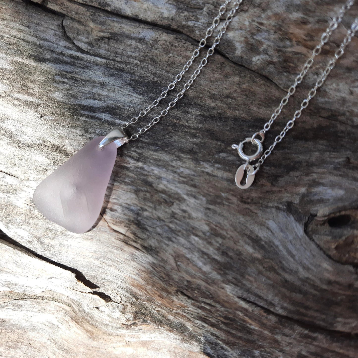 Lavender Sea Glass Pendant Necklace