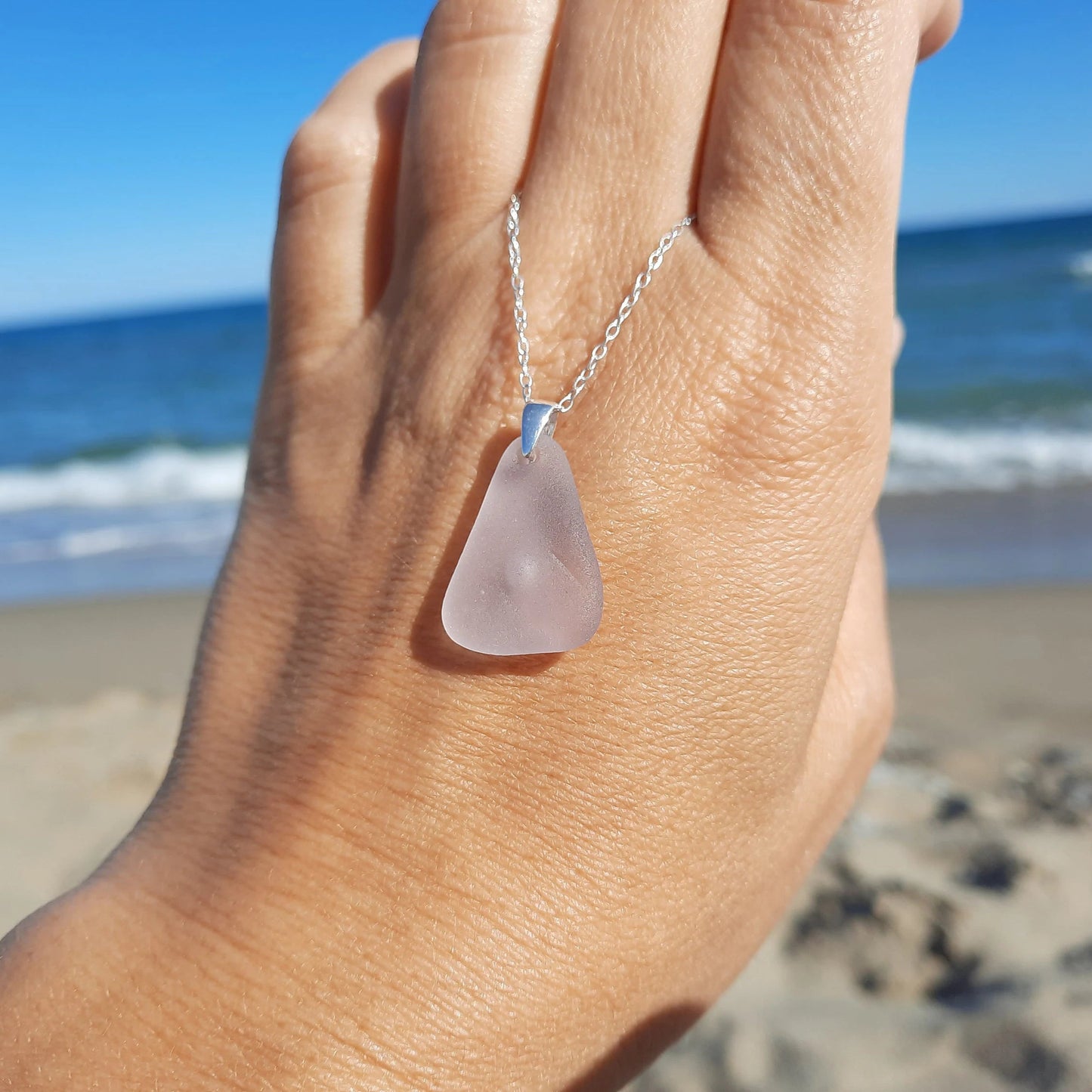 Lavender Sea Glass Pendant Necklace