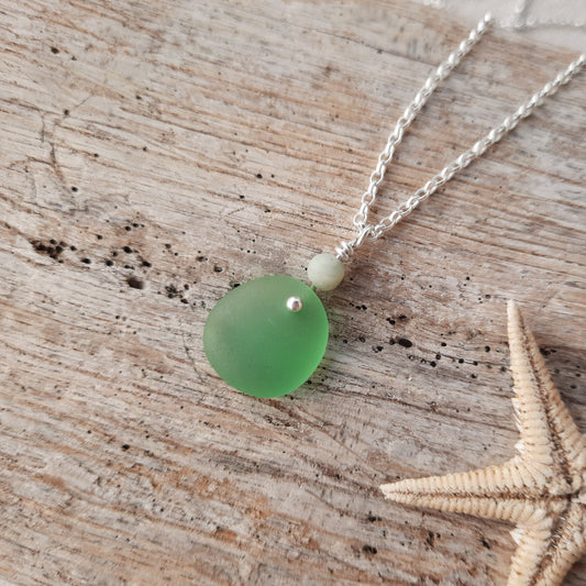 Sea Green Sea Glass Pendant Necklace