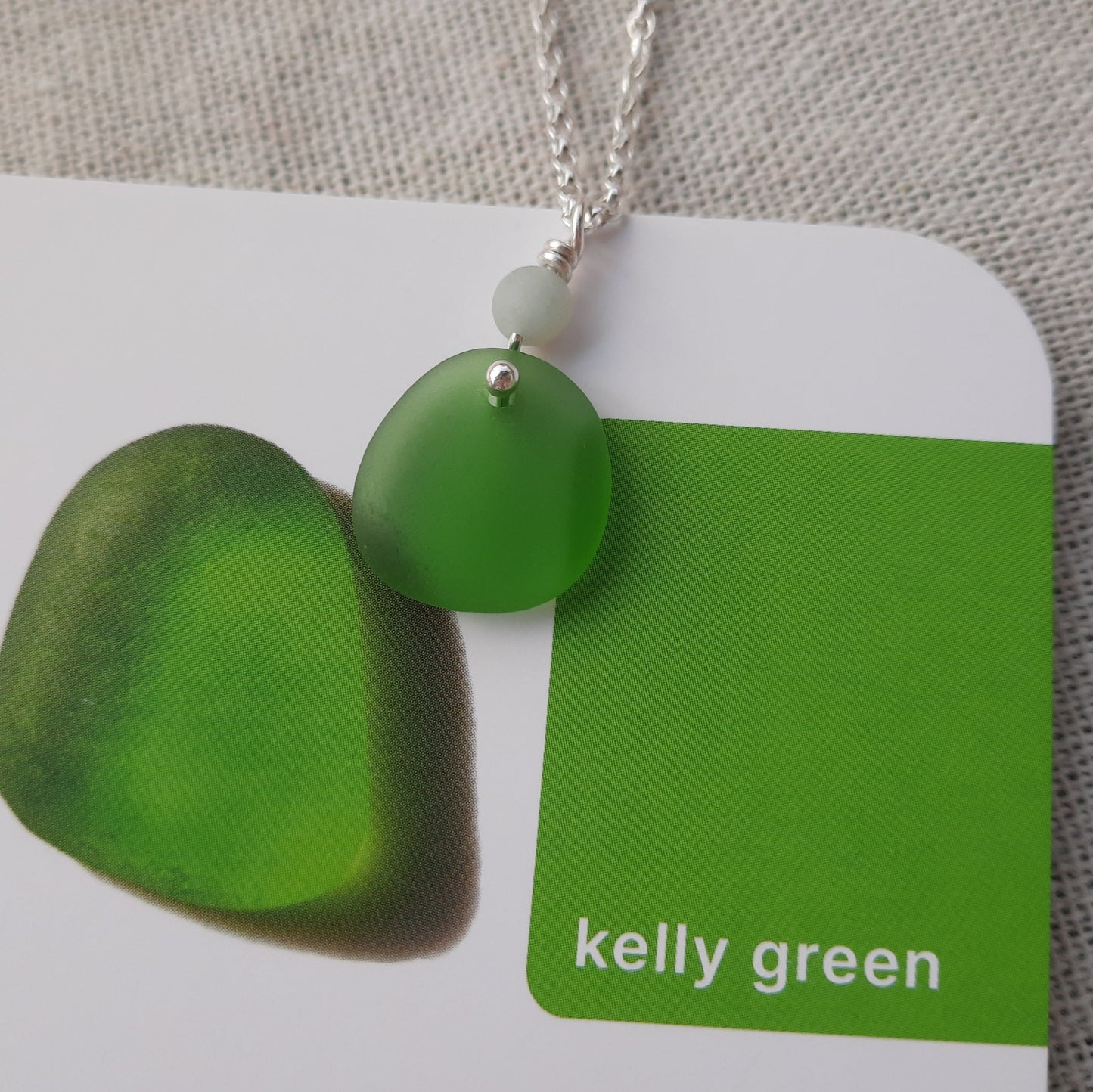 Kelly Green Sea Glass Pendant Necklace