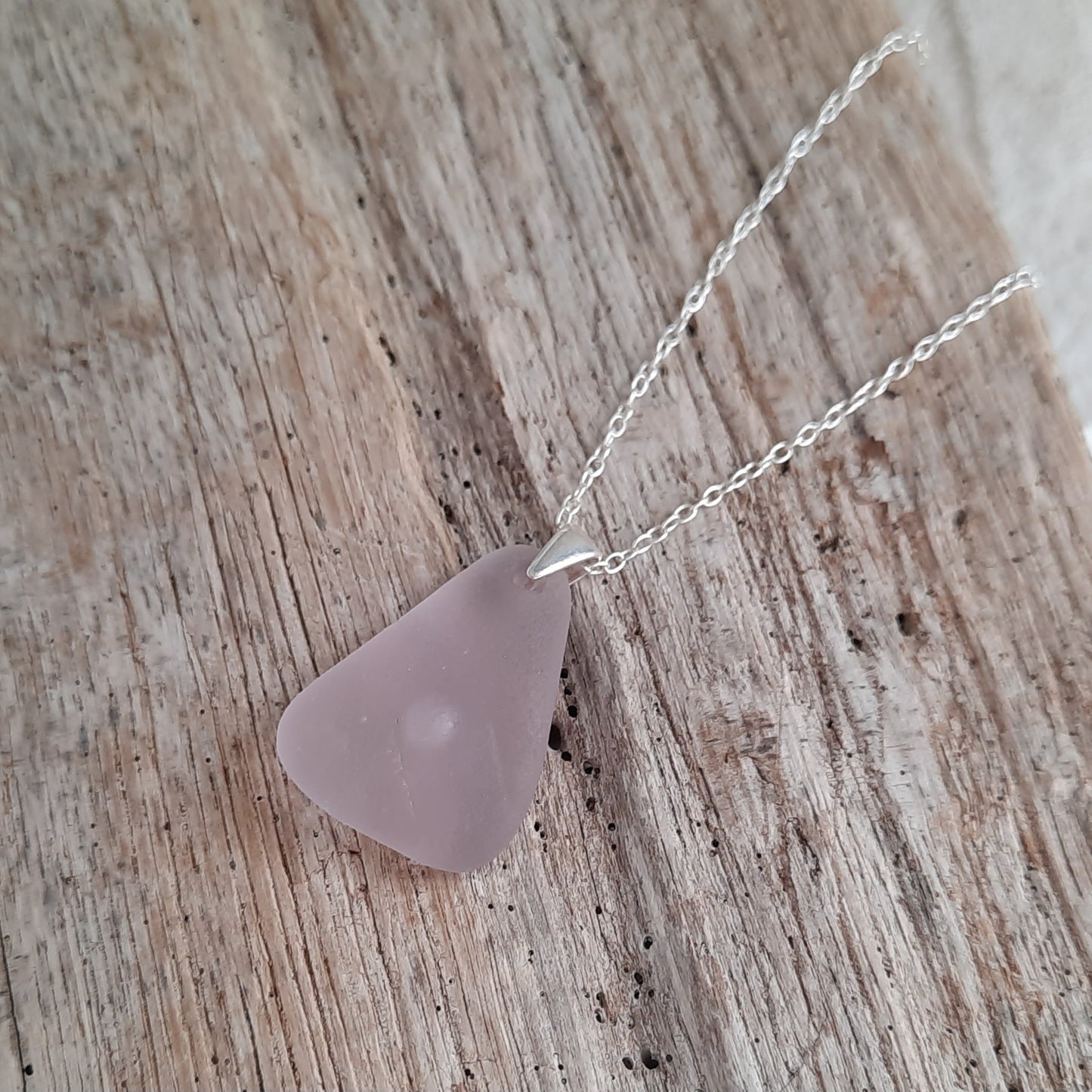 Lavender Sea Glass Pendant Necklace
